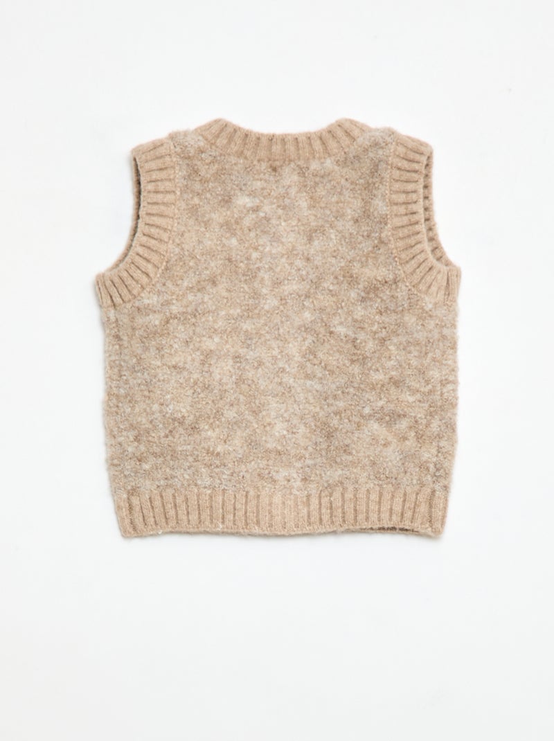 Jersey sin mangas de punto bouclé Beige - Kiabi
