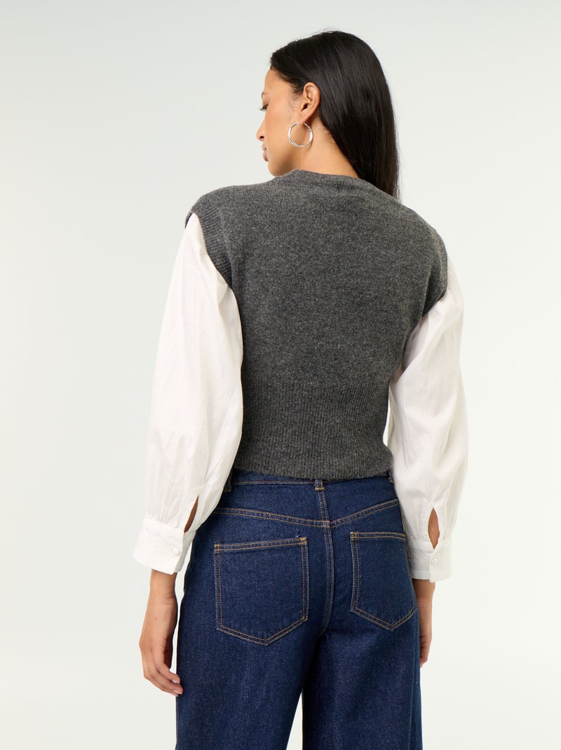 Jersey sin mangas de punto grueso Gris - Kiabi