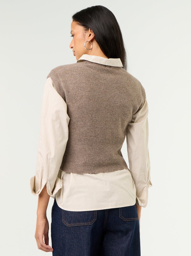 Jersey sin mangas de punto grueso Marron - Kiabi