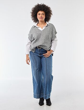 Jersey sin mangas de punto trenzado de galga gruesa