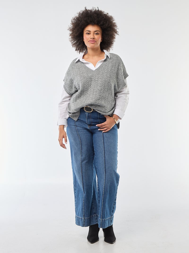 Jersey sin mangas de punto trenzado Gris - Kiabi