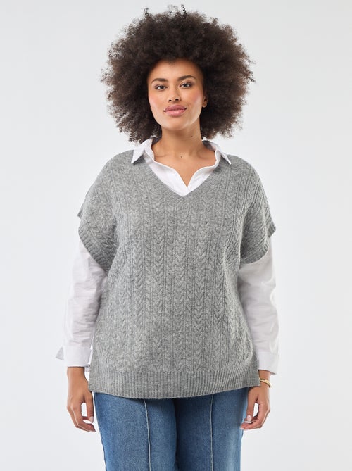 Jersey sin mangas de punto trenzado - Kiabi