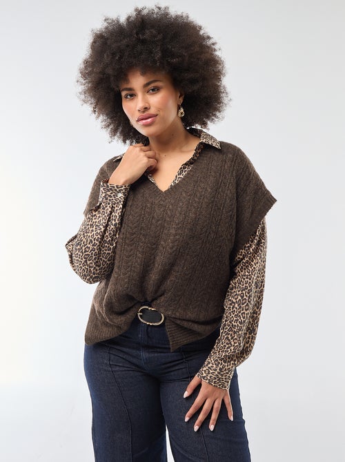 Jersey sin mangas de punto trenzado - Kiabi