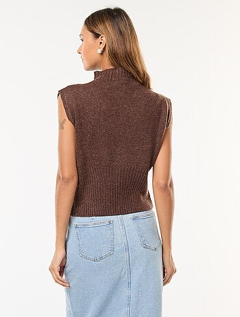 Jersey sin mangas liso con cuello alto