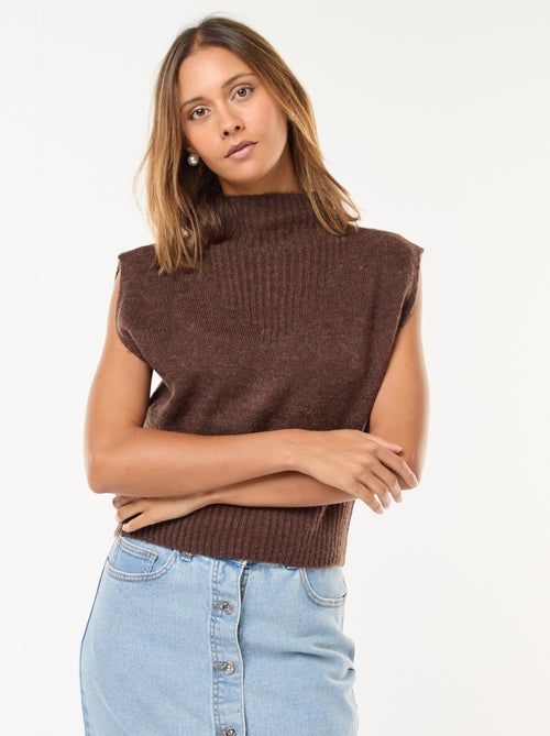 Jersey sin mangas liso con cuello alto - Kiabi