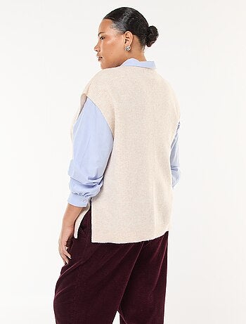 Jersey sin mangas liso de punto tricot