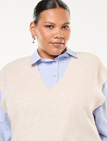 Jersey sin mangas liso de punto tricot