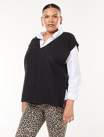 Jersey sin mangas liso de punto tricot