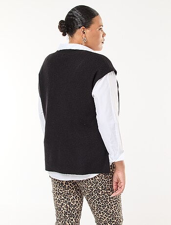 Jersey sin mangas liso de punto tricot