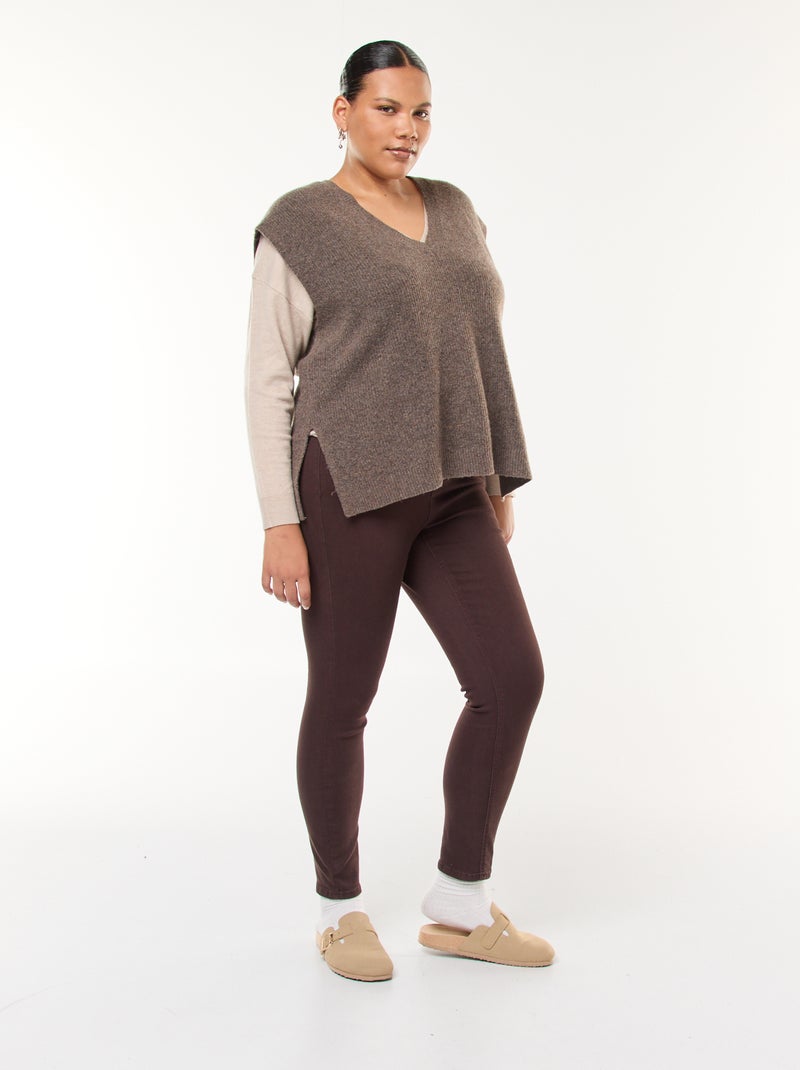 Jersey sin mangas liso de punto tricot Marron - Kiabi