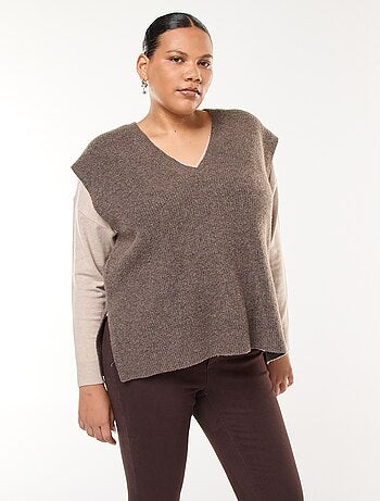 Jersey sin mangas liso de punto tricot
