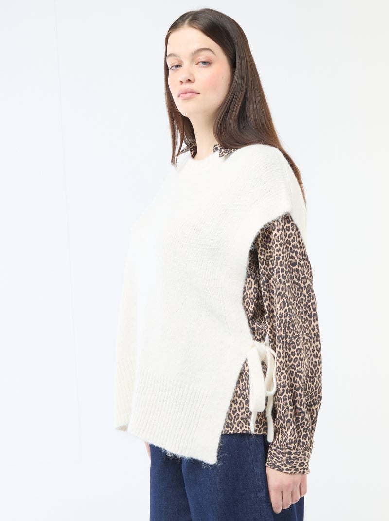 Jersey sin mangas para anudar a los lados Beige - Kiabi