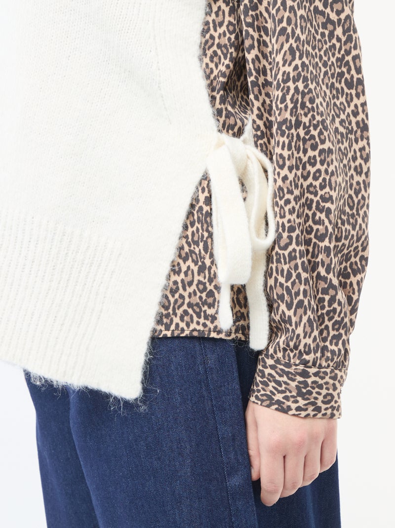 Jersey sin mangas para anudar a los lados Beige - Kiabi
