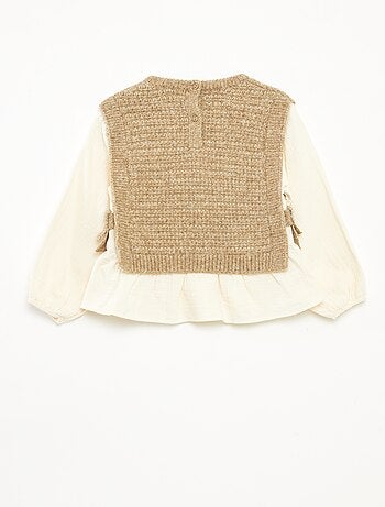 Jersey sin mangas y blusa 2 en 1