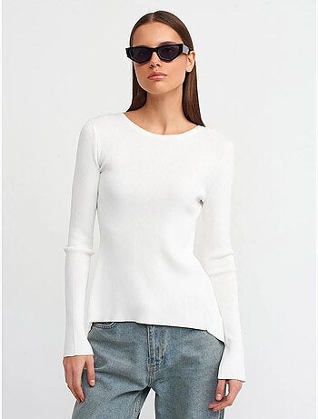 Jersey slim fit de canalé con cuello barco dilvin