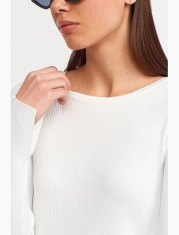 Jersey slim fit de canalé con cuello barco dilvin