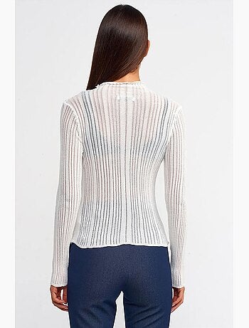 Jersey slim fit de canalé con cuello semicisne dilvin
