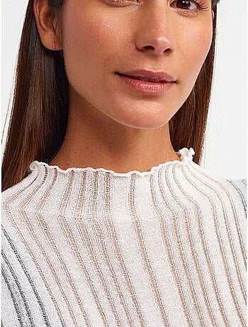 Jersey slim fit de canalé con cuello semicisne dilvin