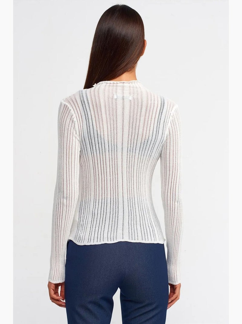 Jersey slim fit de canalé con cuello semicisne dilvin Blanco - Kiabi
