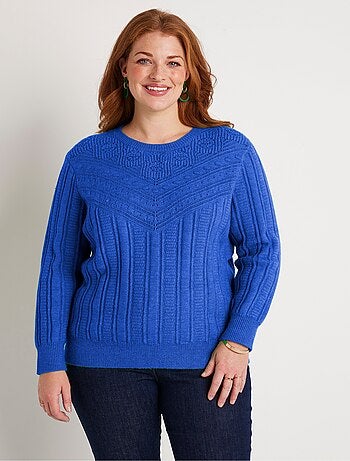 Jersey suave calado con bolas en cuello redondo - Afibel