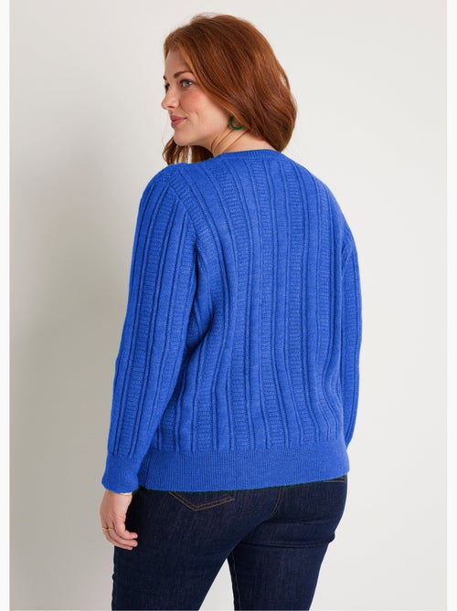 Jersey suave calado con bolas en cuello redondo - Afibel - Kiabi