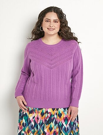 Jersey suave calado con bolas en cuello redondo - Afibel