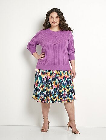 Jersey suave calado con bolas en cuello redondo - Afibel