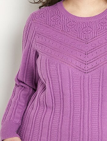 Jersey suave calado con bolas en cuello redondo - Afibel