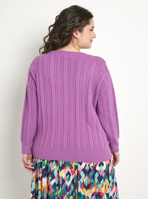 Jersey suave calado con bolas en cuello redondo - Afibel - Kiabi
