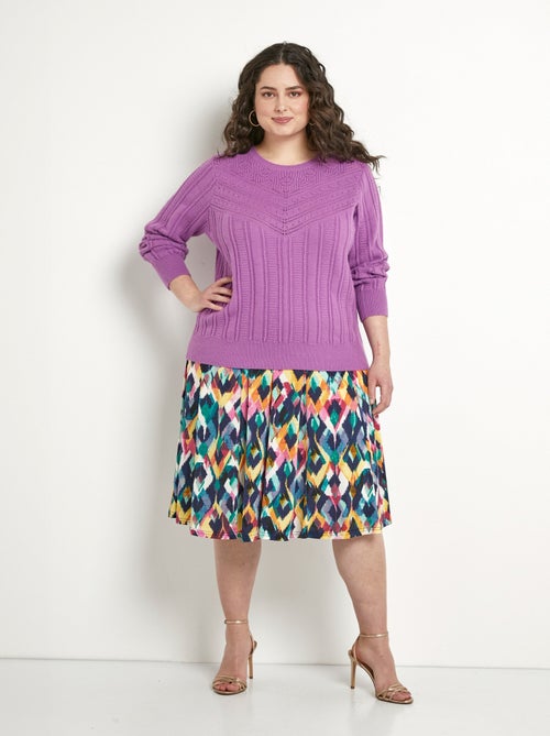 Jersey suave calado con bolas en cuello redondo - Afibel - Kiabi