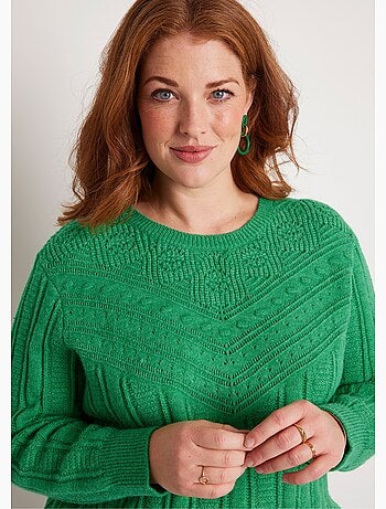 Jersey suave calado con bolas en cuello redondo - Afibel