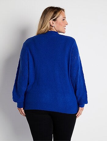 Jersey suave calado y pedrería con cuello alto - Afibel