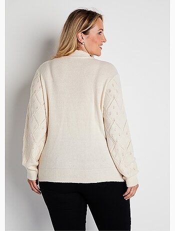 Jersey suave calado y pedrería con cuello alto - Afibel