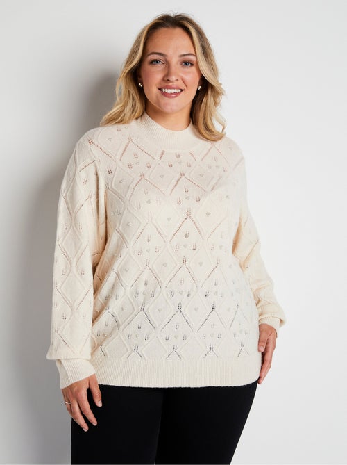 Jersey suave calado y pedrería con cuello alto - Afibel - Kiabi