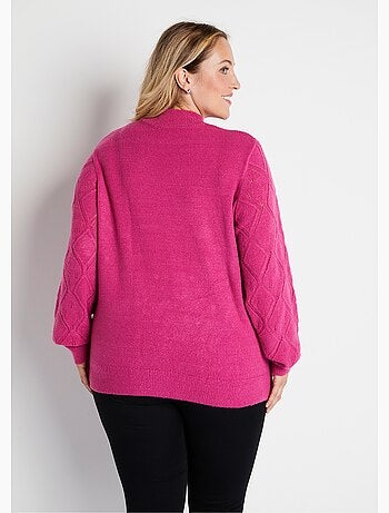 Jersey suave calado y pedrería con cuello alto - Afibel