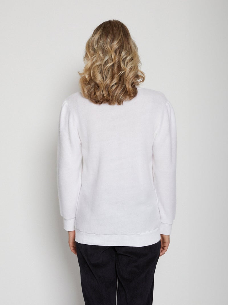 Jersey suave con cuello redondo y brillo - Afibel Blanco - Kiabi