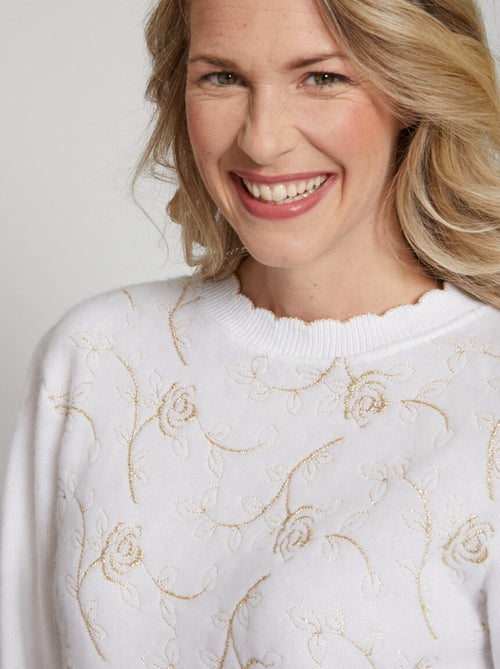 Jersey suave con cuello redondo y brillo - Afibel - Kiabi