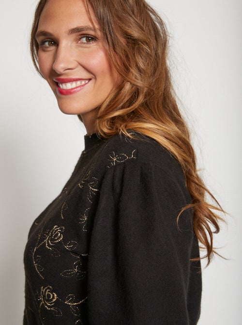 Jersey suave con cuello redondo y brillo - Afibel - Kiabi