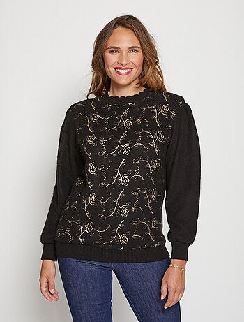 Jersey suave con cuello redondo y brillo - Afibel