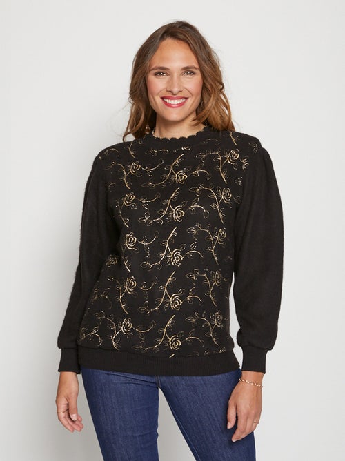 Jersey suave con cuello redondo y brillo - Afibel - Kiabi