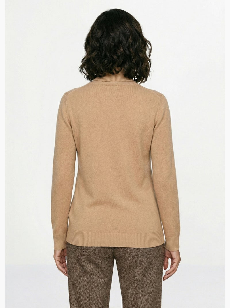 Jersey suave de cuello vuelto y manga larga - Afibel Camel - Kiabi