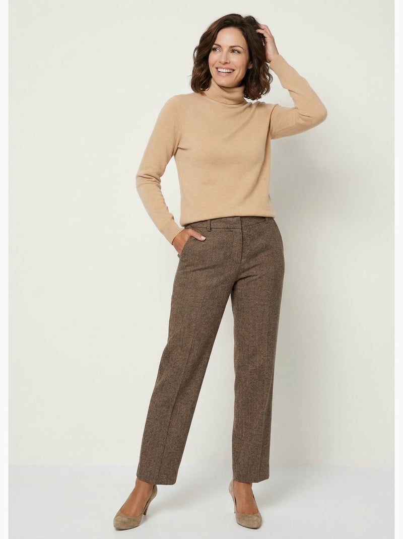 Jersey suave de cuello vuelto y manga larga - Afibel Camel - Kiabi