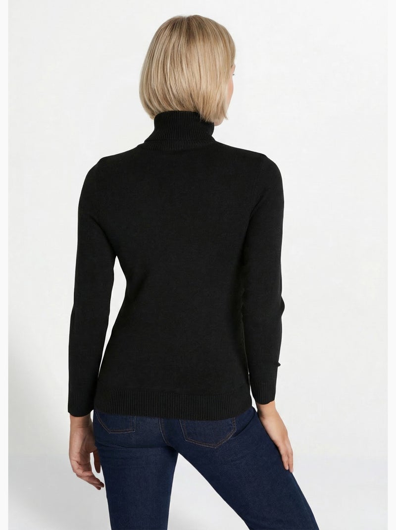 Jersey suave de cuello vuelto y manga larga - Afibel Negro - Kiabi