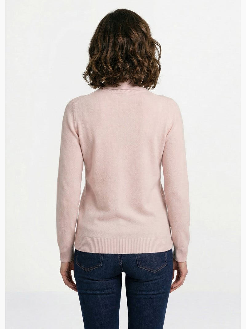 Jersey suave de cuello vuelto y manga larga - Afibel Rosa - Kiabi