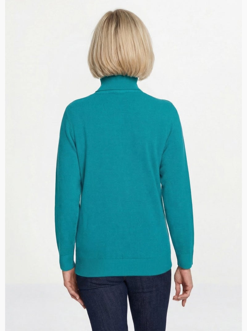 Jersey suave de cuello vuelto y manga larga - Afibel Verde - Kiabi