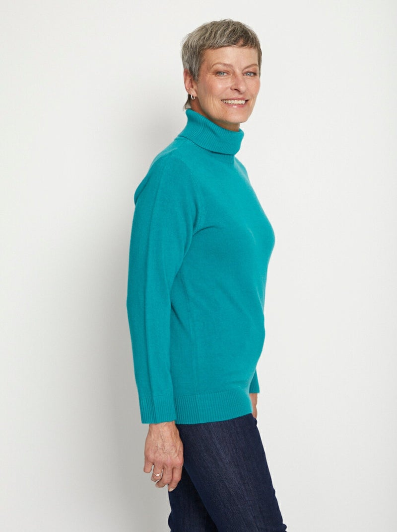 Jersey suave de cuello vuelto y manga larga - Afibel Verde - Kiabi