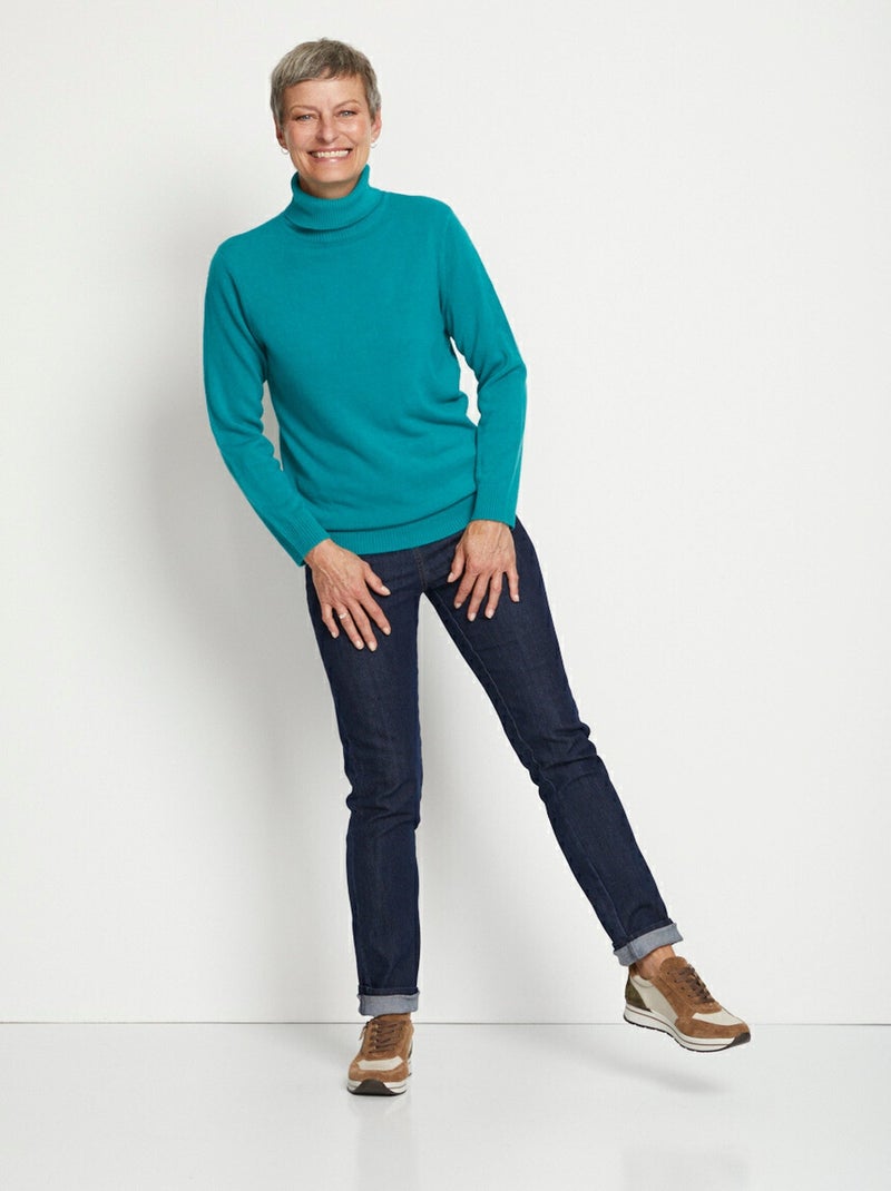 Jersey suave de cuello vuelto y manga larga - Afibel Verde - Kiabi