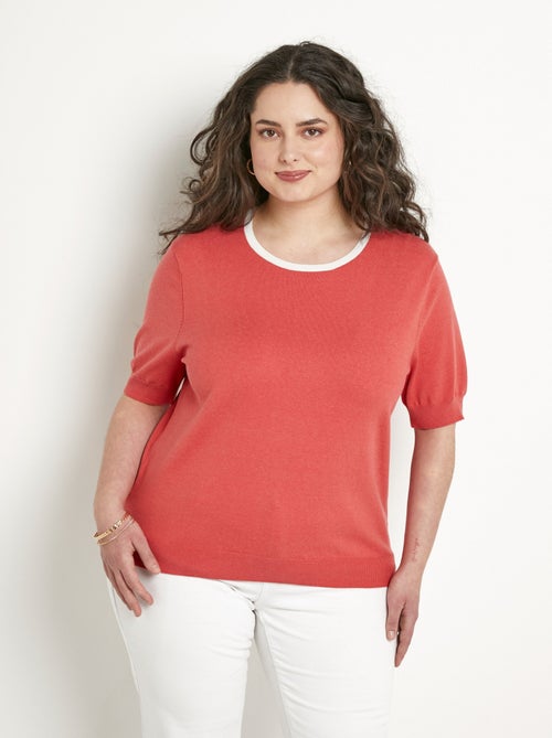 Jersey suave de manga corta y cuello redondo - Afibel - Kiabi