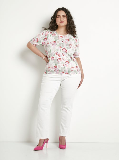 Jersey suave de manga corta y cuello redondo - Afibel - Kiabi