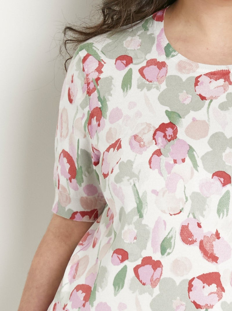 Jersey suave de manga corta y cuello redondo - Afibel Verde - Kiabi